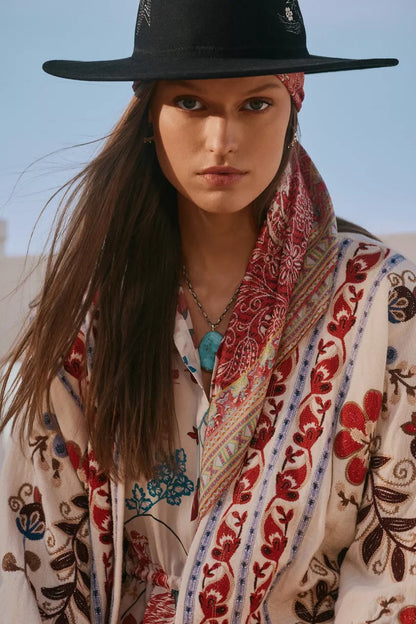 Johnny Was Women DENIM EMBROIDERY HEAD SCARF