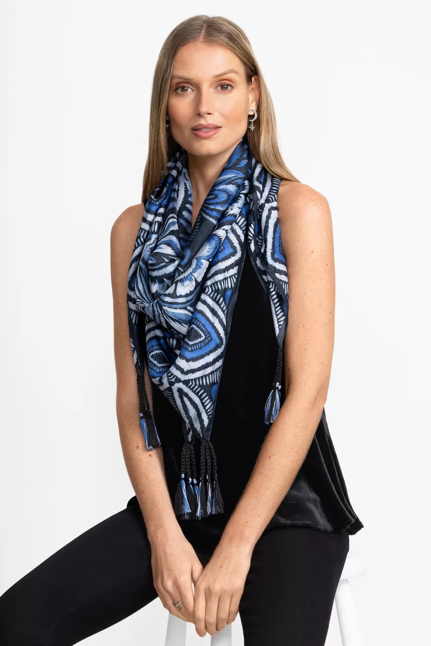 Johnny Was Women FEATHERY FLOWER SILK SCARF