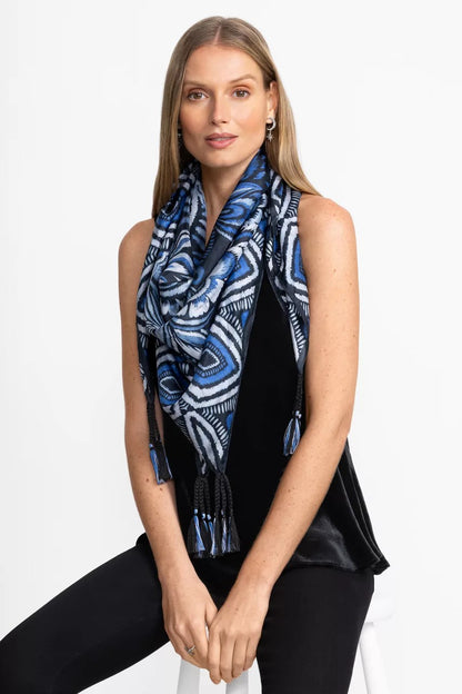 Johnny Was Women FEATHERY FLOWER SILK SCARF
