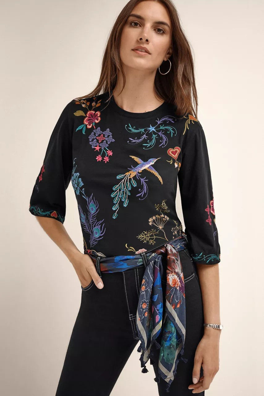 Johnny Was Women MIDNIGHT SILK SCARF