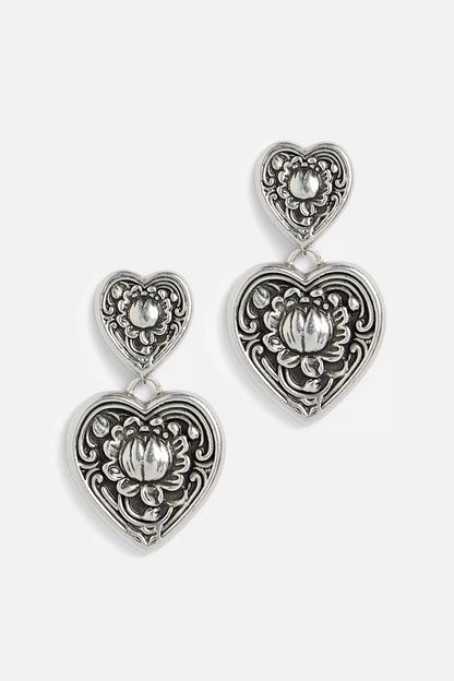 Johnny Was Women ANTIQUE HEART DROP EARRINGS