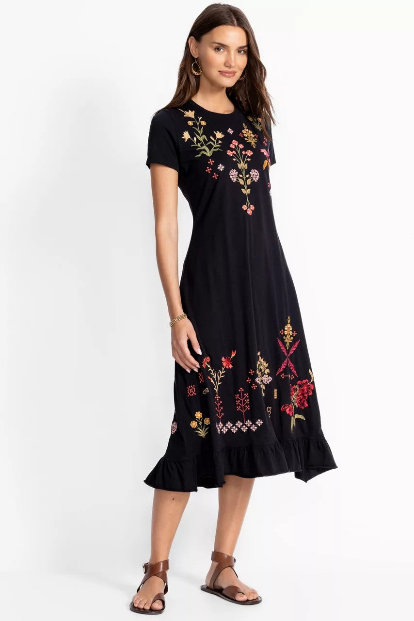 Johnny Was Women SHORT SLEEVE RUFFLE HEM DRESS