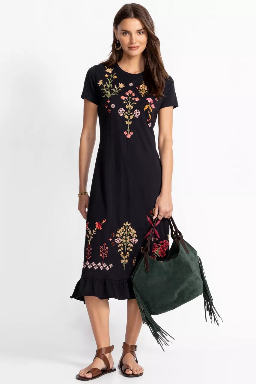 Johnny Was Women SHORT SLEEVE RUFFLE HEM DRESS