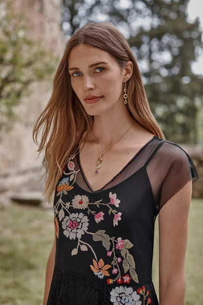 Johnny Was Women MERTINA EMBROIDERED MESH DRESS