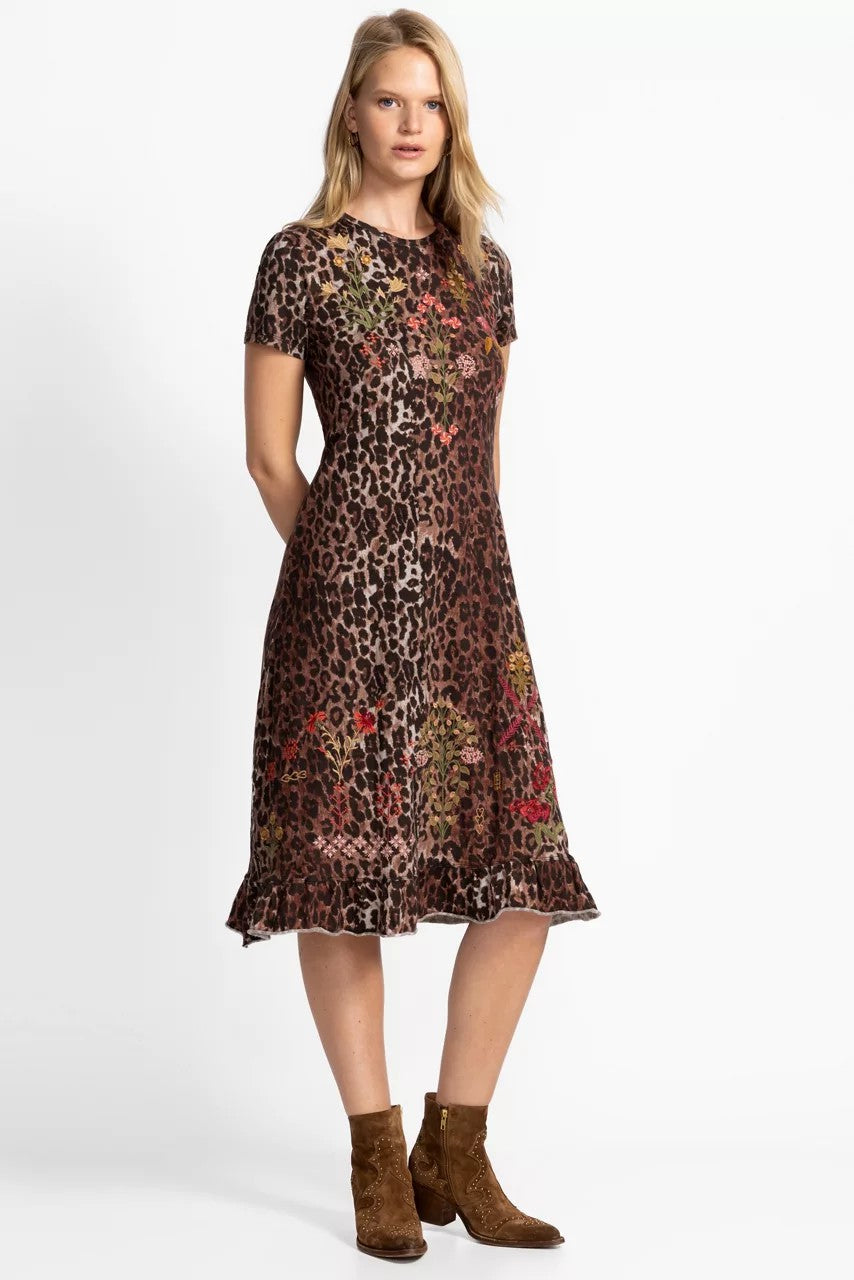 Johnny Was Women SHORT SLEEVE RUFFLE HEM DRESS
