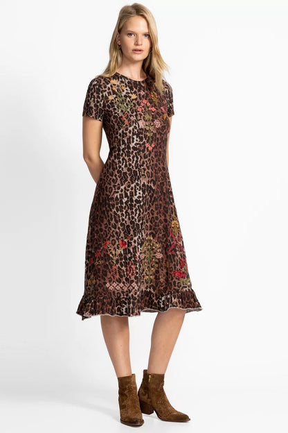 Johnny Was Women SHORT SLEEVE RUFFLE HEM DRESS