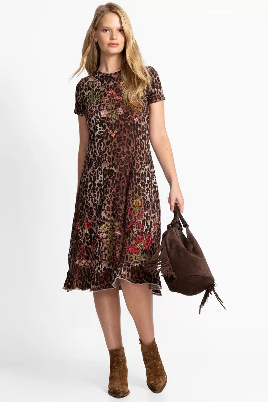 Johnny Was Women SHORT SLEEVE RUFFLE HEM DRESS