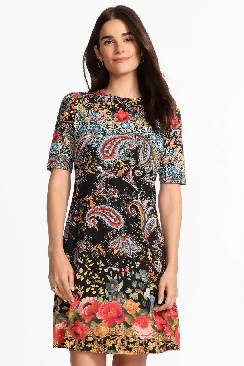 Johnny Was Women THE JANIE FAVORITE ELBOW SLEEVE MOCK NECK DRESS