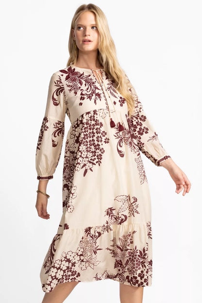 Johnny Was Women TIERED BISHOP SLEEVE DRESS