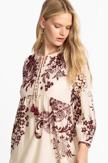 Johnny Was Women TIERED BISHOP SLEEVE DRESS