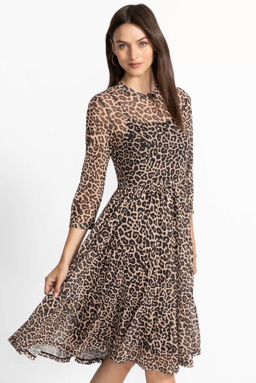 Johnny Was Women 3/4 SLEEVE MESH TIERED DRESS