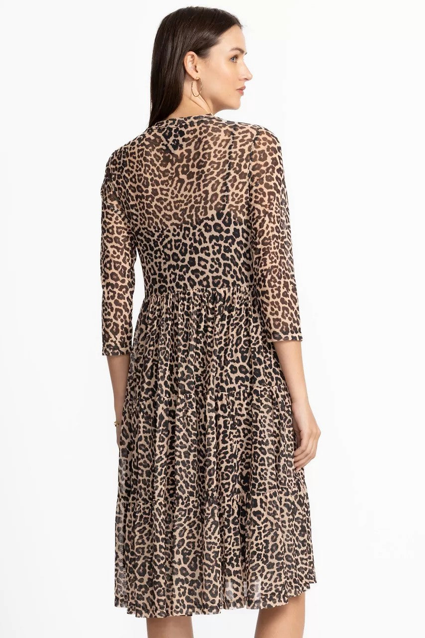 Johnny Was Women 3/4 SLEEVE MESH TIERED DRESS