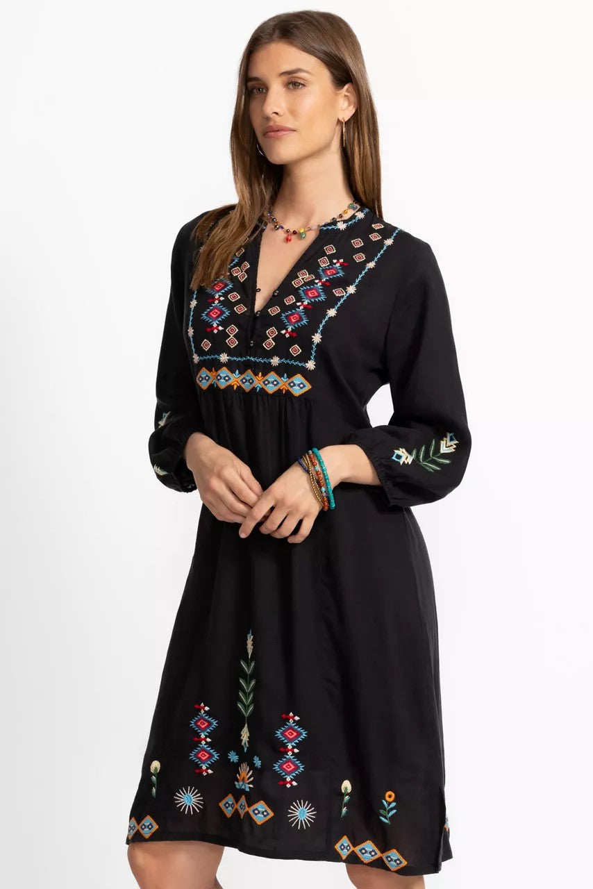 Johnny Was Women BUTTON FRONT YOKE DRESS