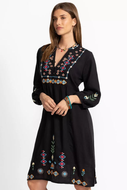 Johnny Was Women BUTTON FRONT YOKE DRESS