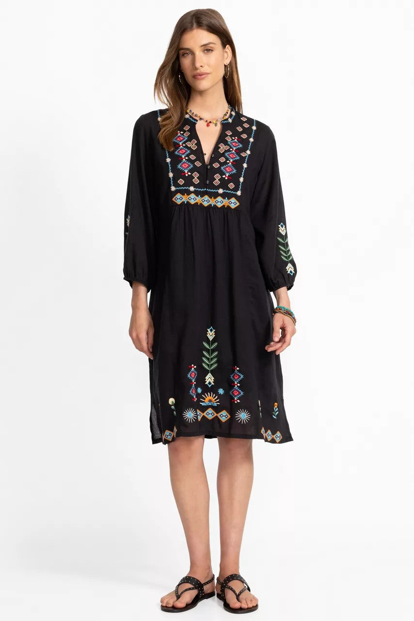 Johnny Was Women BUTTON FRONT YOKE DRESS