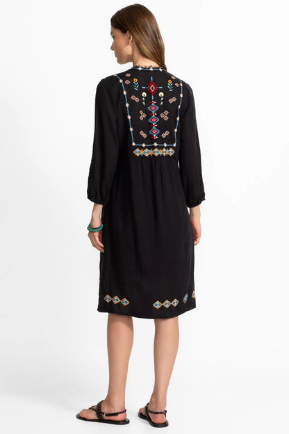 Johnny Was Women BUTTON FRONT YOKE DRESS
