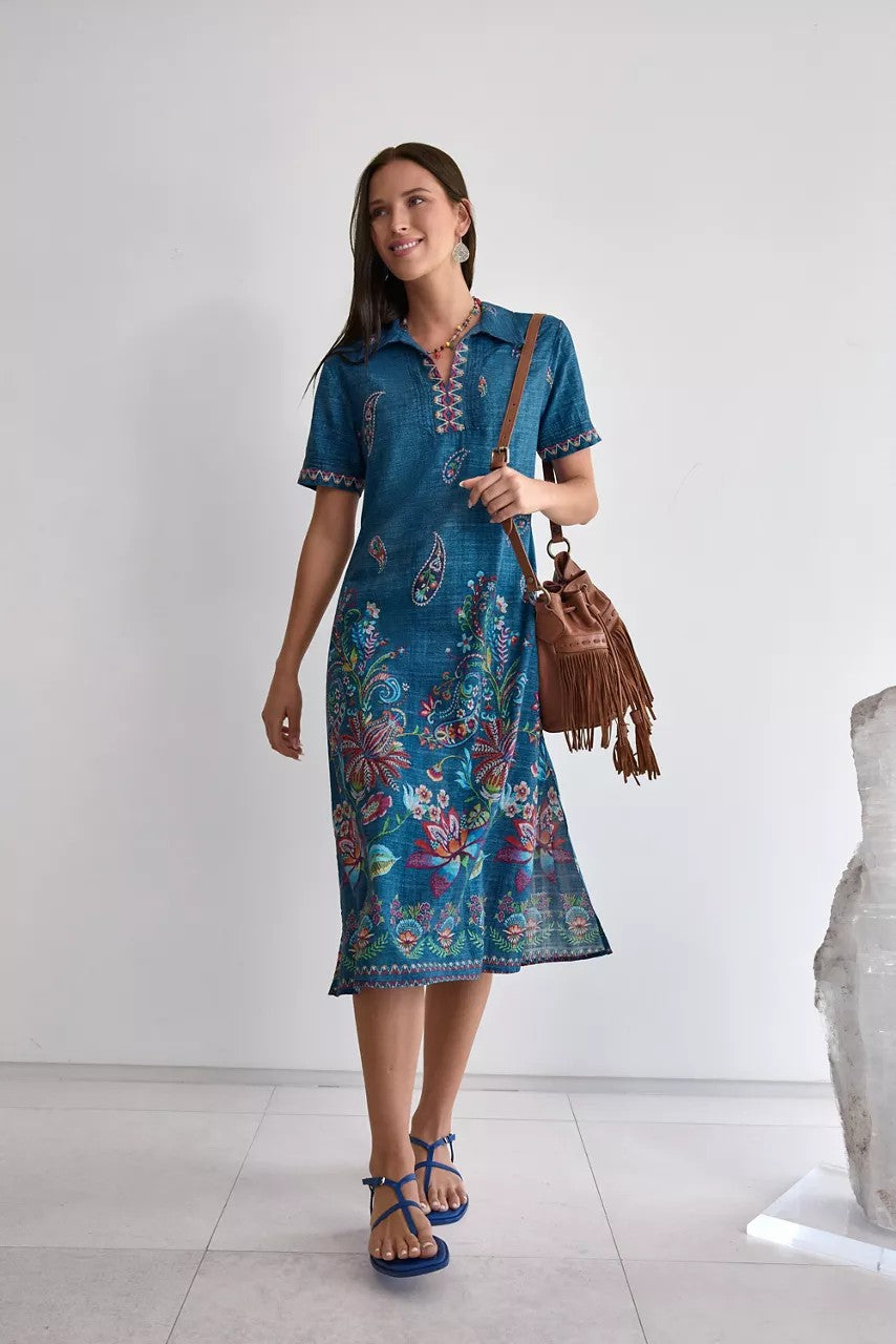 Johnny Was Women HENLEY COLLARED DRESS