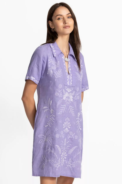 Johnny Was Women LINEN HENLEY COLLARED DRESS