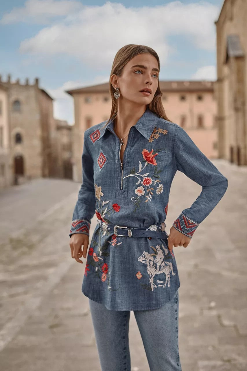 Johnny Was Women ZIPUP SHIRT TUNIC