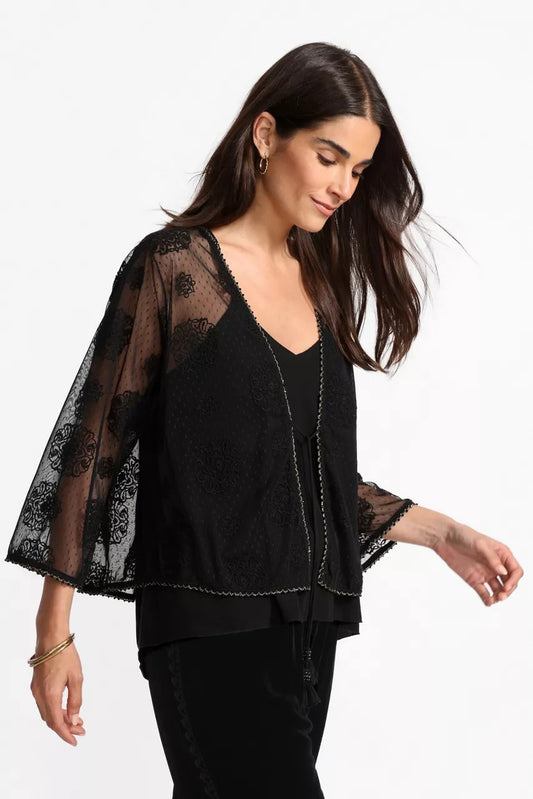 Johnny Was Women MERTINA EMBROIDERED MESH BOLERO