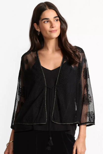 Johnny Was Women MERTINA EMBROIDERED MESH BOLERO