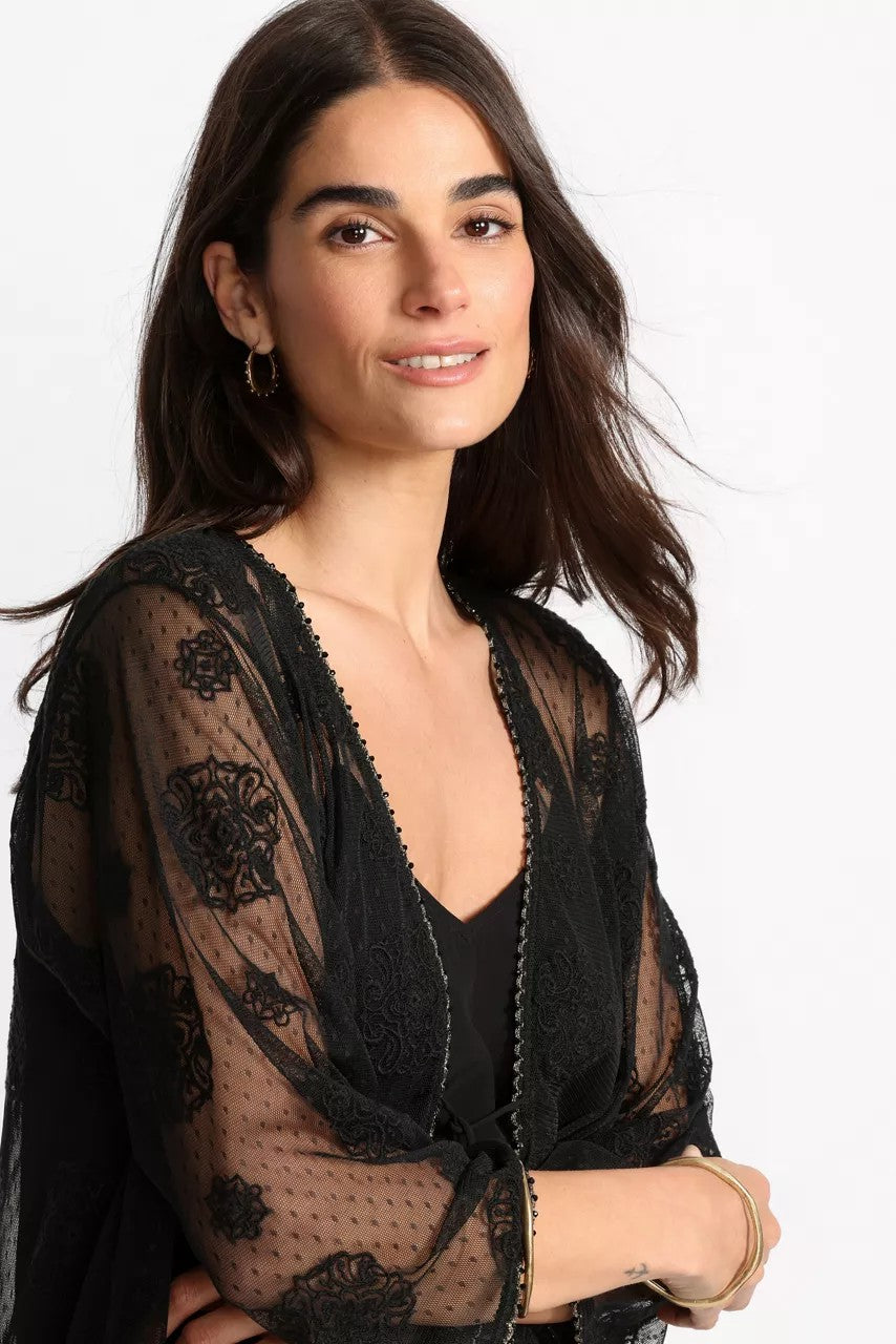 Johnny Was Women MERTINA EMBROIDERED MESH BOLERO
