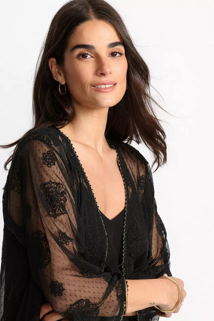 Johnny Was Women MERTINA EMBROIDERED MESH BOLERO
