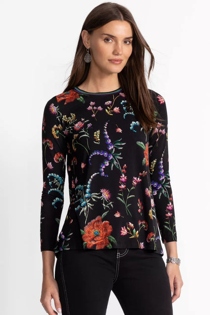 Johnny Was Women The Janie Favorite Long Sleeve Crew Neck Swing Tee