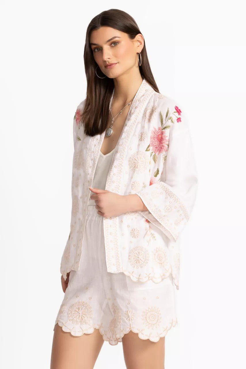 Johnny Was Women LINEN CROPPED KIMONO
