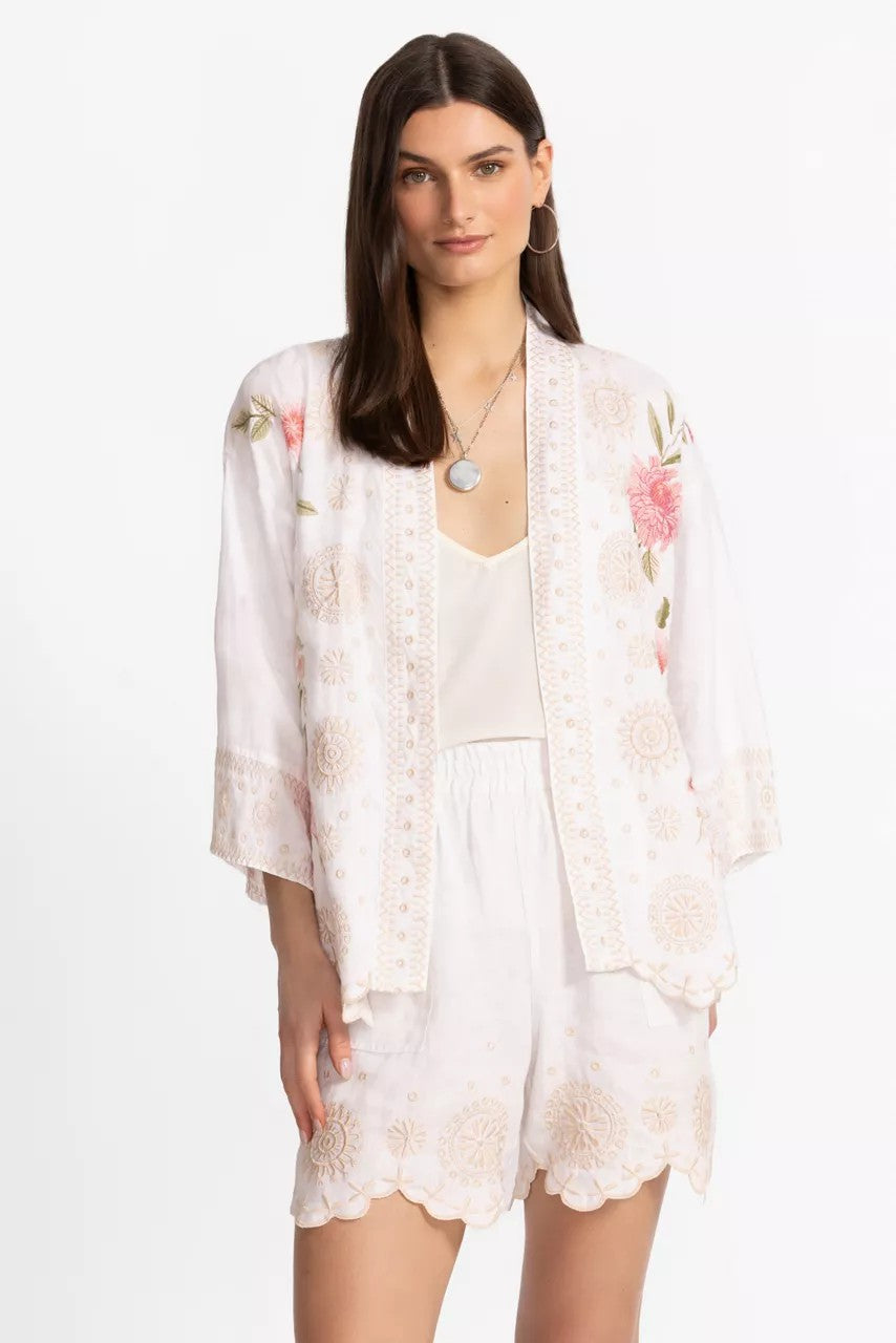 Johnny Was Women LINEN CROPPED KIMONO