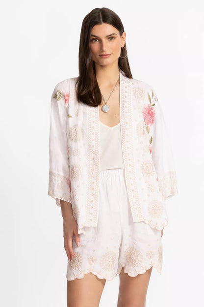 Johnny Was Women LINEN CROPPED KIMONO