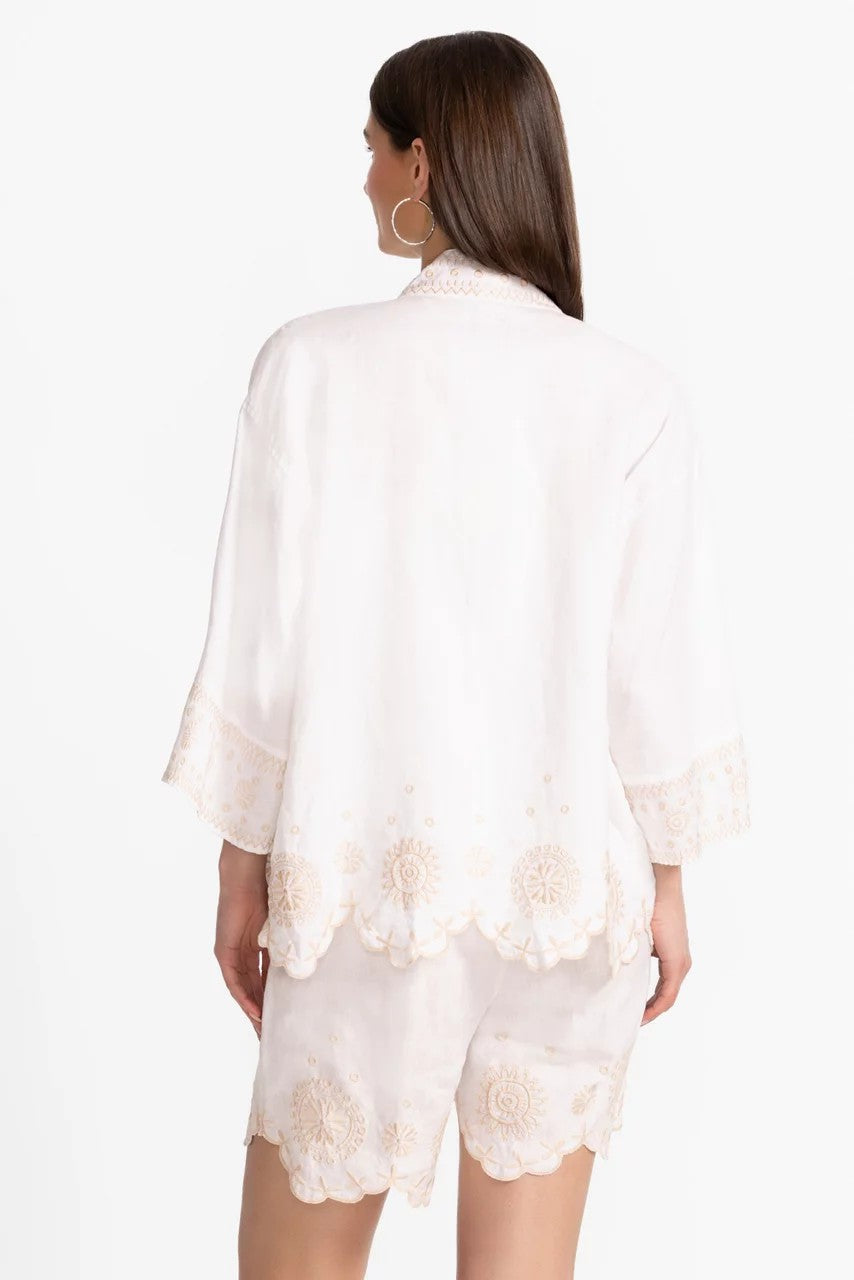 Johnny Was Women LINEN CROPPED KIMONO