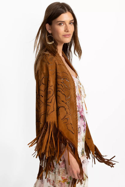 Johnny Was Women LASER CUT ITALIAN SUEDE PONCHO