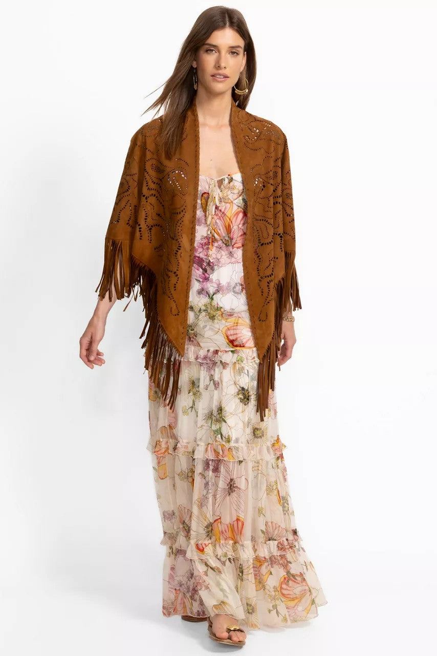 Johnny Was Women LASER CUT ITALIAN SUEDE PONCHO