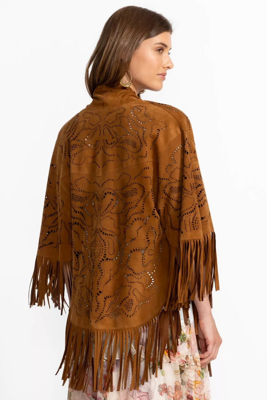 Johnny Was Women LASER CUT ITALIAN SUEDE PONCHO