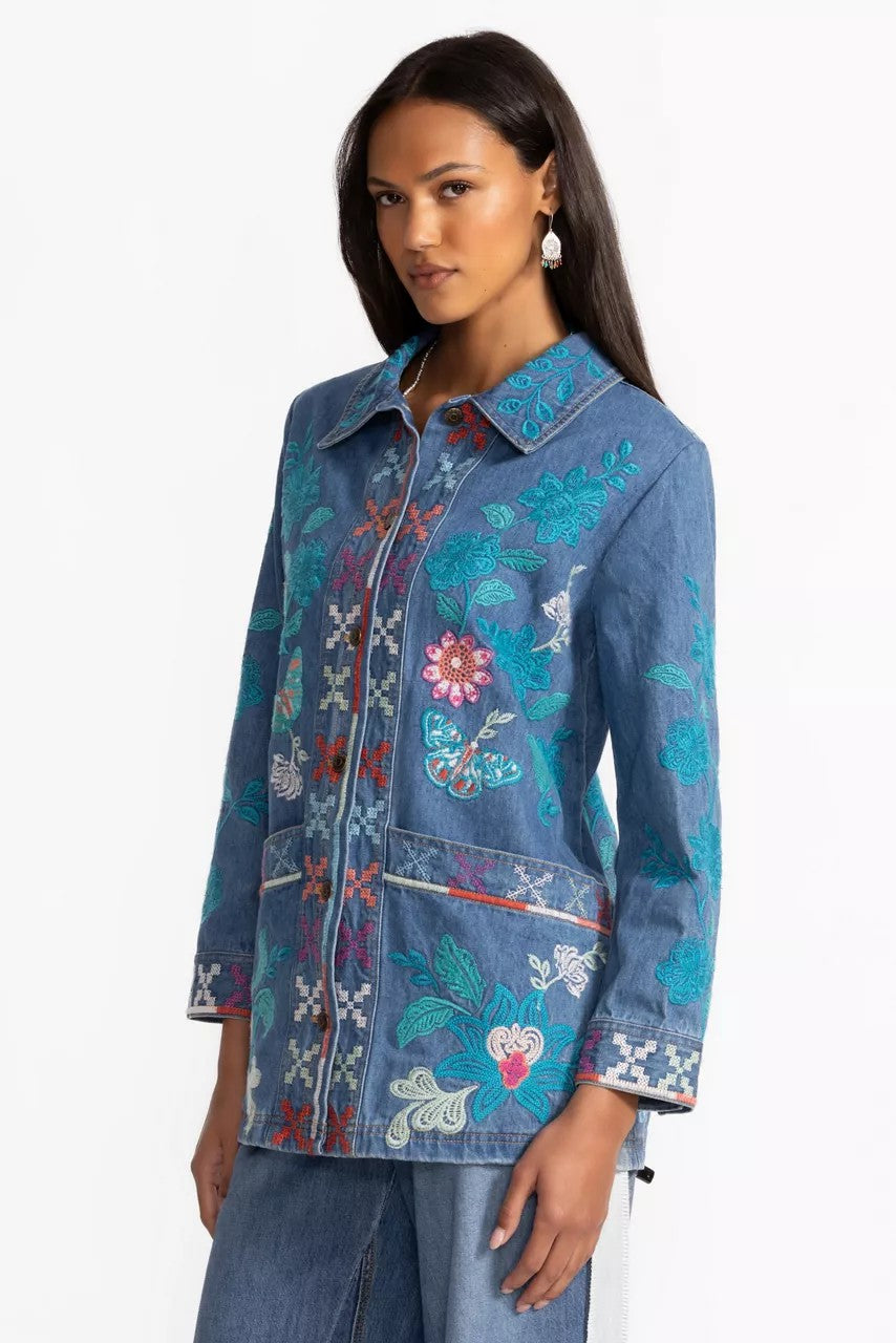 Johnny Was Women LONG DENIM WORKER JACKET