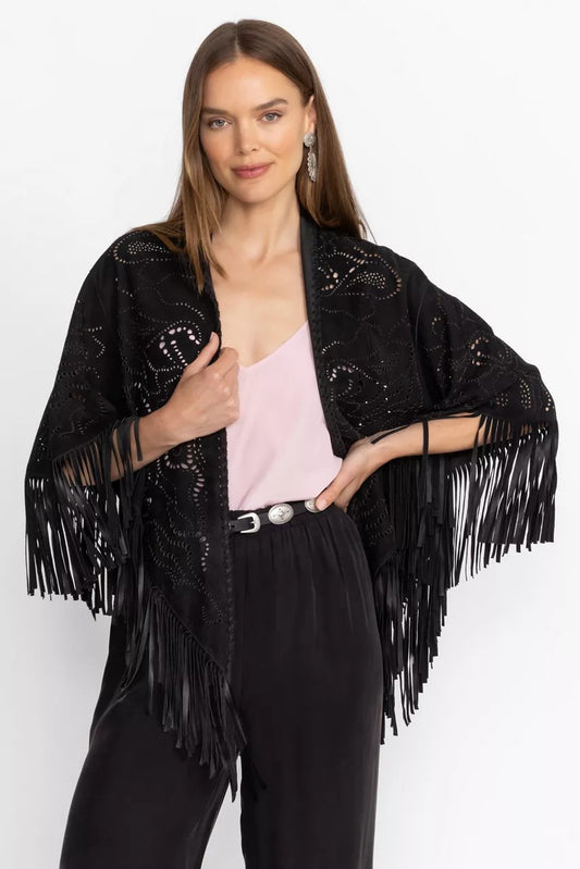 Johnny Was Women LASER CUT SUEDE PONCHO
