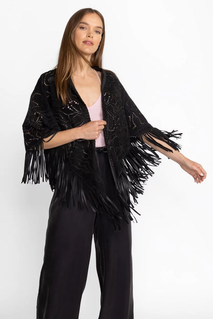 Johnny Was Women LASER CUT SUEDE PONCHO