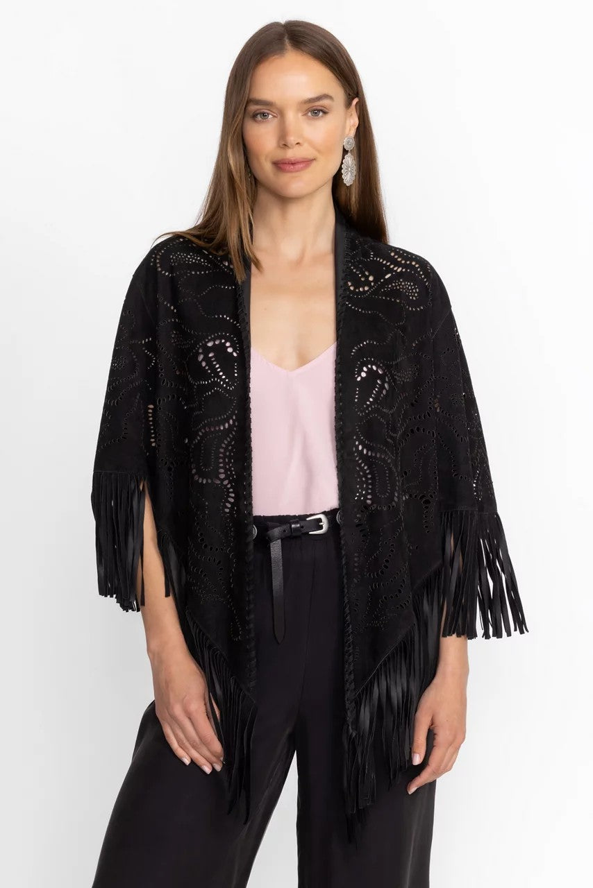 Johnny Was Women LASER CUT SUEDE PONCHO