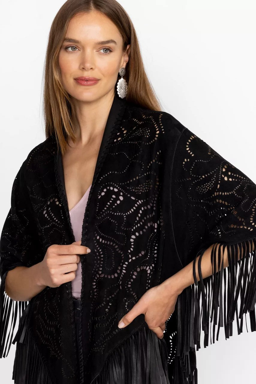 Johnny Was Women LASER CUT SUEDE PONCHO