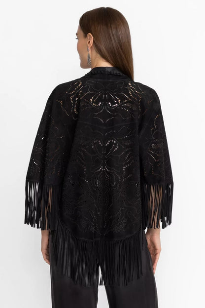 Johnny Was Women LASER CUT SUEDE PONCHO