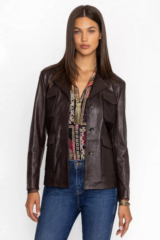 Johnny Was Women PATCH POCKET ITALIAN LEATHER JACKET