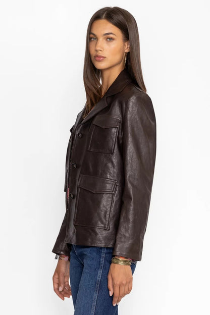 Johnny Was Women PATCH POCKET ITALIAN LEATHER JACKET