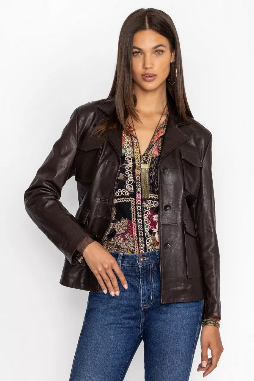Johnny Was Women PATCH POCKET ITALIAN LEATHER JACKET