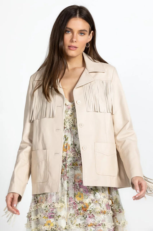 Johnny Was Women Frangia Leather Jacket