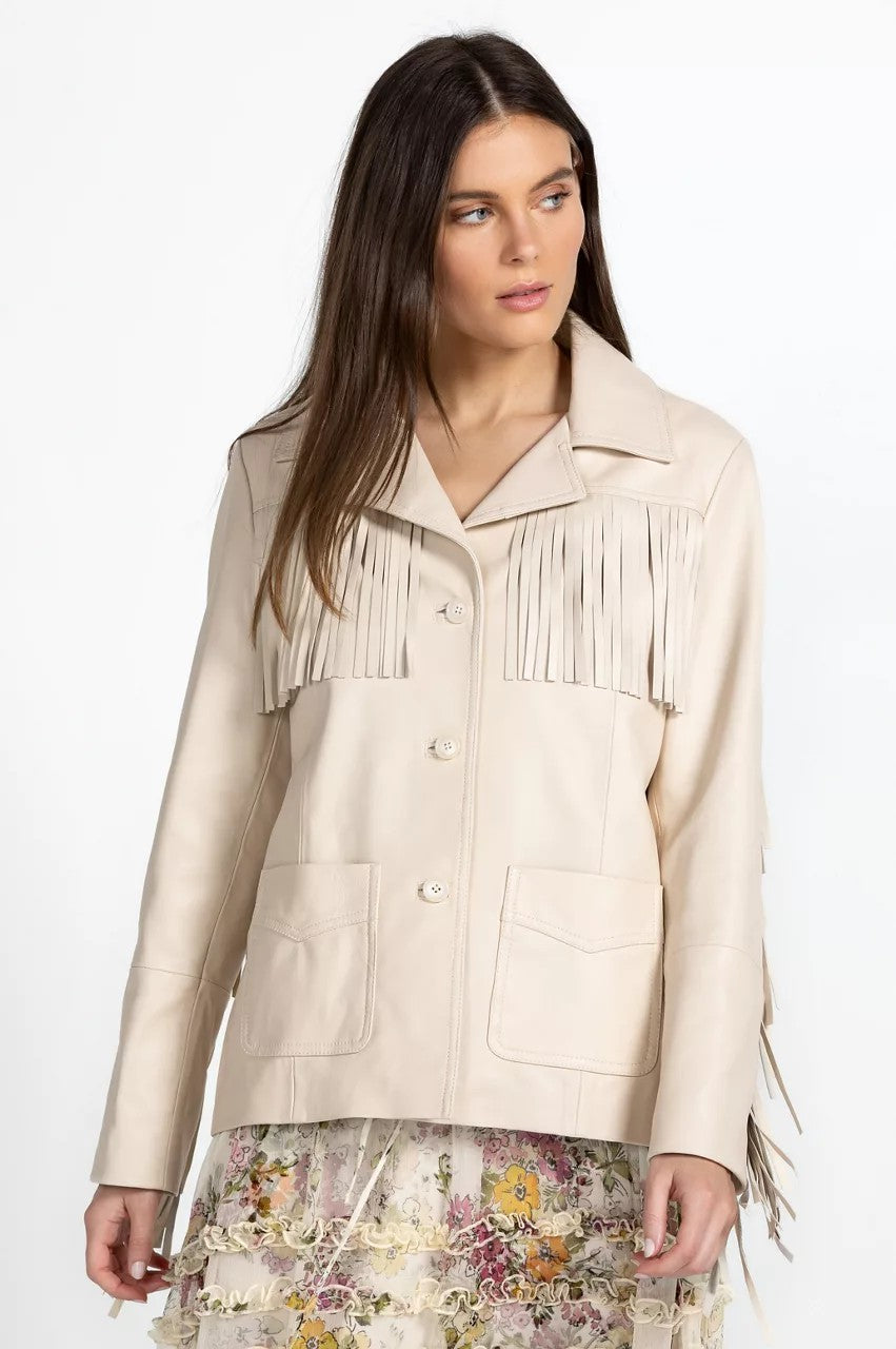 Johnny Was Women Frangia Leather Jacket