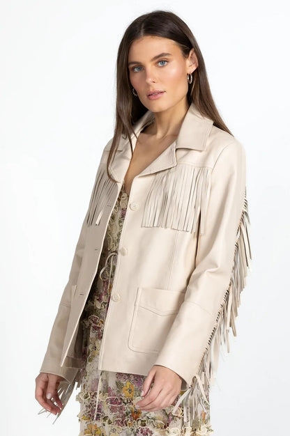 Johnny Was Women Frangia Leather Jacket