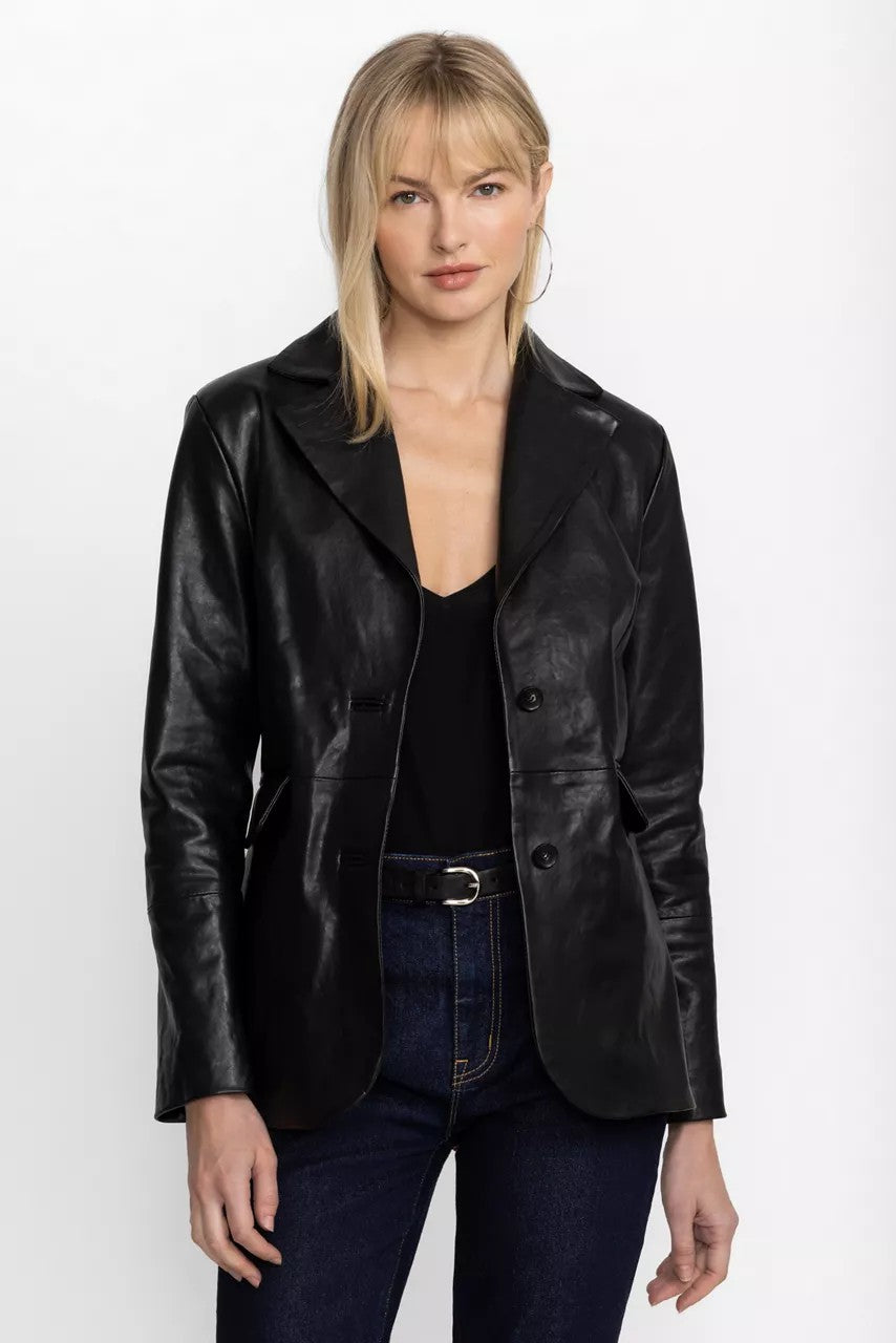 Johnny Was Women ITALIAN LEATHER CLASSIC BLAZER