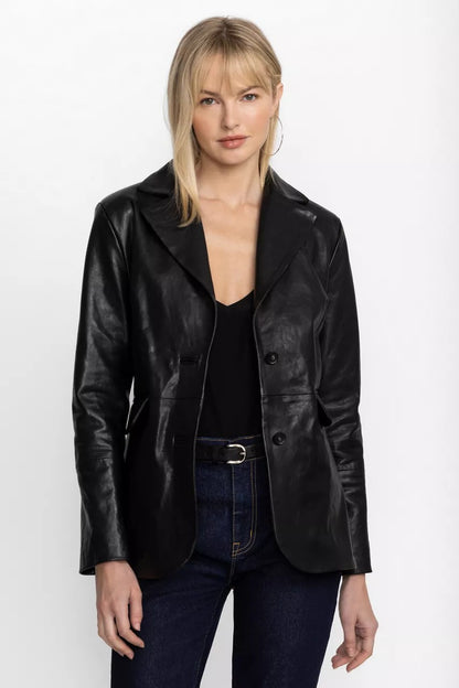 Johnny Was Women ITALIAN LEATHER CLASSIC BLAZER