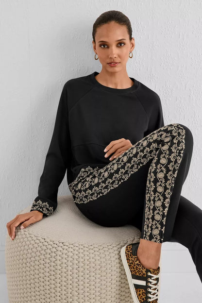 Johnny Was Women BEE ACTIVE LONG SLEEVE CREW PULLOVER TEE